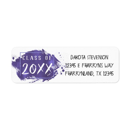 Paars Afstuderen | Modern Paint Afstudeerder Adres Etiket (Voorkant)