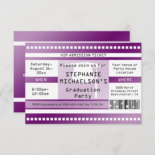 Paars Afstuderen- of partijtoelatingstabel Kaart (Voorkant / Achterkant)