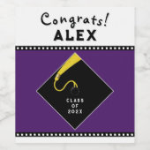 Paars Afstuderen Wijn Etiket (Enkel label)