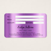 Paars AGATE Cadeaubon Visitekaartje (Achterkant)