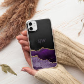 Paars Agate Monogram Gold Glitter Case-Mate iPhone Case