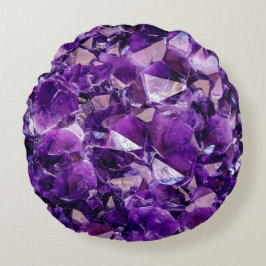 Paars Amethyst Crystal Gem Round Sierkussen Rond Kussen