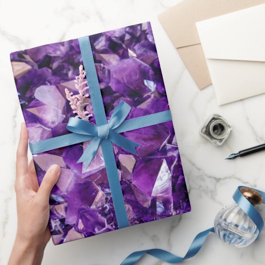 Paars Amethyst Crystal Wrapping Paper Cadeaupapier (Geschenken)
