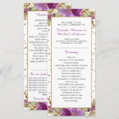 Paars Amethyst Gouden Glitter Lijst Bruiloftsprogr Programma (Voorkant / Achterkant)