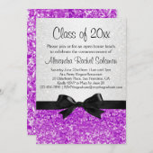 Paars/Amethyst Sparkle-look Afstuderen Invitation Kaart (Voorkant / Achterkant)