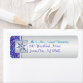 Paars Aqua Glitter Snowflake Return Address Label (Insitu)