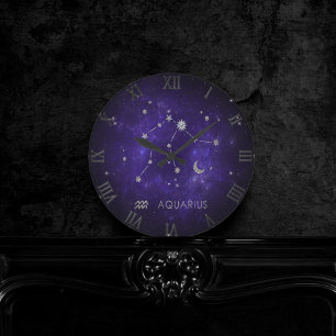 Paars Aquarius Zodiac   Astrologie Horoscope Ronde Klok