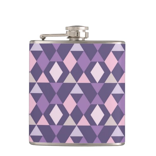 Paars Arabisch geometrisch patroon Heupfles (Voorkant)