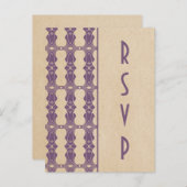 Paars Art Deco Border RSVP Briefkaart (Voorkant / Achterkant)