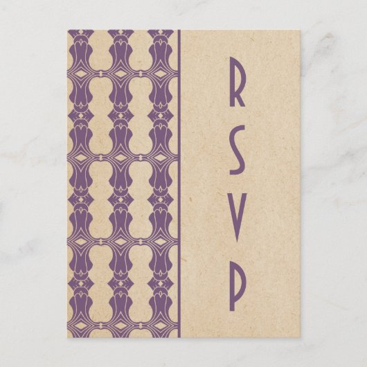 Paars Art Deco Border RSVP Briefkaart (Voorkant)