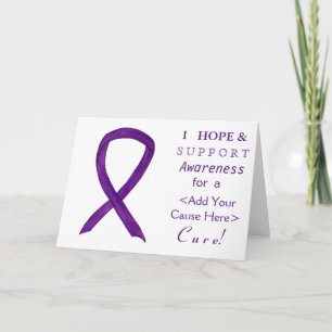 Paars Awareness Ribbon Custom Oorzaak Note-kaarten Kaart