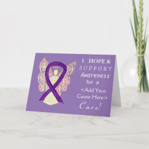 Paars Awareness Ribbon Custom Want Angel Kaarten