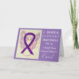 Paars Awareness Ribbon Custom Want Angel Kaarten