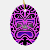 Paars Aztec Masker Keramisch Ornament (Achterkant)