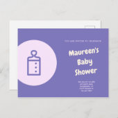 Paars Baby shower Briefkaart (Voorkant / Achterkant)
