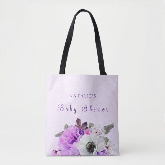  Paars Baby shower Canvas tas (Voorkant)