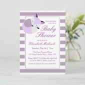 Paars Baby shower Fox Kaart (Staand voorkant)