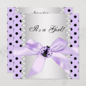 Paars Baby shower Ladybug Kaart (Voorkant / Achterkant)