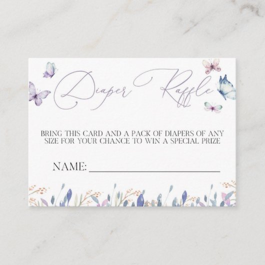 Paars Baby shower met butterfly-rillerkaart Informatiekaartje (Voorkant)