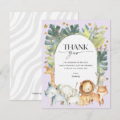 paars baby shower oerwoud bedankkaart (Voorkant / Achterkant)