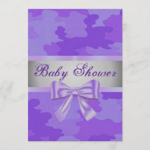 Paars Baby shower van Camouflage Paarse Bow Kaart