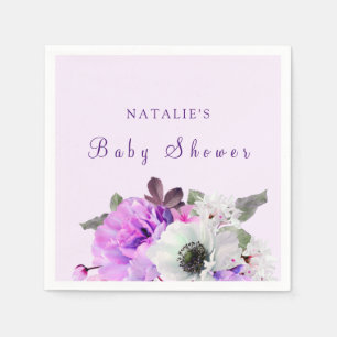 Paars Baby shower van de witte bloem Napkin Servetten