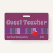 Paars badge voor gastdocent k-12 school (Voorkant)