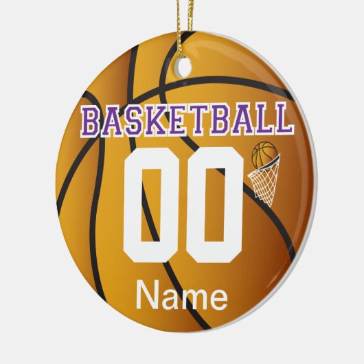 Paars Basketball Number Ornament (Links)