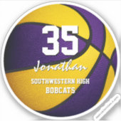 Paars basketbalteam, jongens sticker (Voorkant)