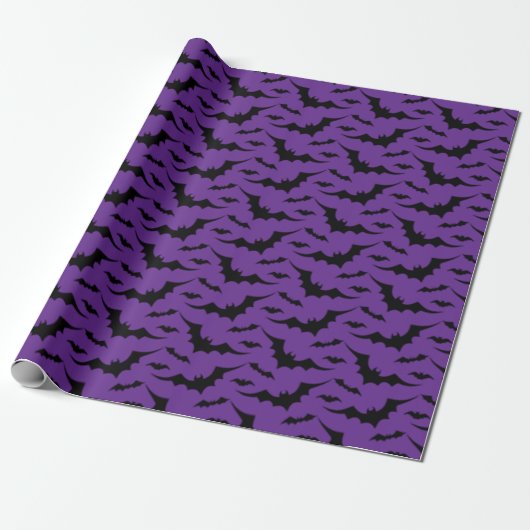 Paars Bat Pattern Cadeaupapier (Uitgerold)
