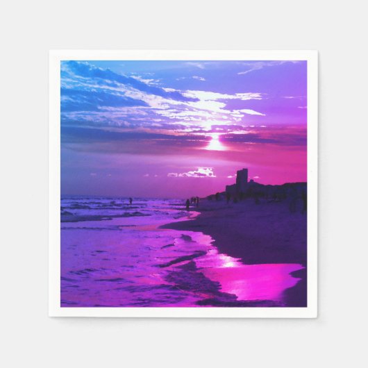 Paars Beach sunset Paper Napkins Servet (Voorkant)