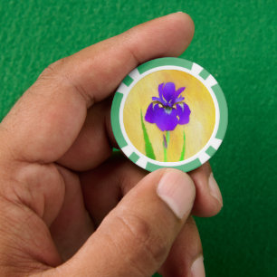 Paars Bearded Iris Schilderij - Originele Bloem Ku Poker Chips