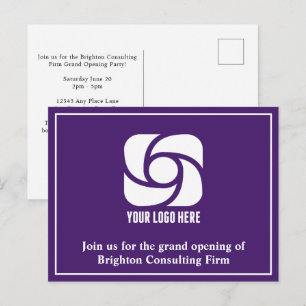 Paars bedrijfsreclamebureau logo briefkaart