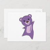 Paars Beer kleurrijke Beren Schuddieren Briefkaart (Voorkant / Achterkant)