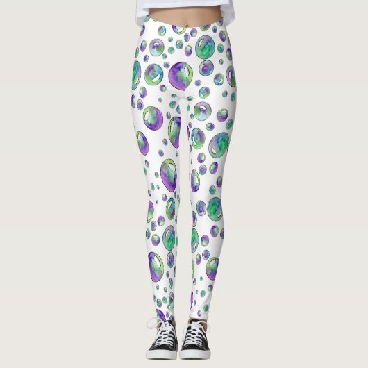 Paars bellenpatroon leggings (Voorkant)