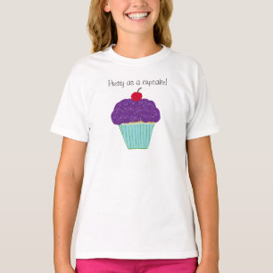 Paars Bevrokken Cherry Cupcake Girls Shirt