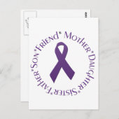 paars bewustmakingslint briefkaart (Voorkant / Achterkant)