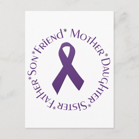 paars bewustmakingslint briefkaart (Voorkant)