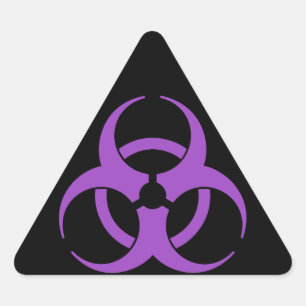 Paars biogevaarsymbool driehoek sticker