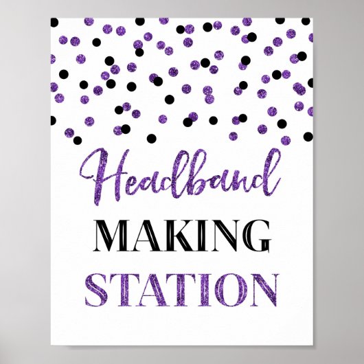 Paars Black Confetti Headband Making Station Poster (Voorkant)