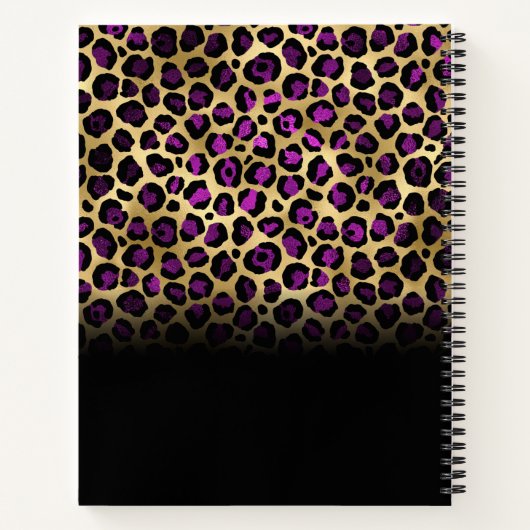 Paars Black en Gold Glam Leopard Ombre Sketch Notitieboek (Achterkant)