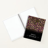 Paars Black en Gold Glam Leopard Ombre Sketch Notitieboek (Binnen)
