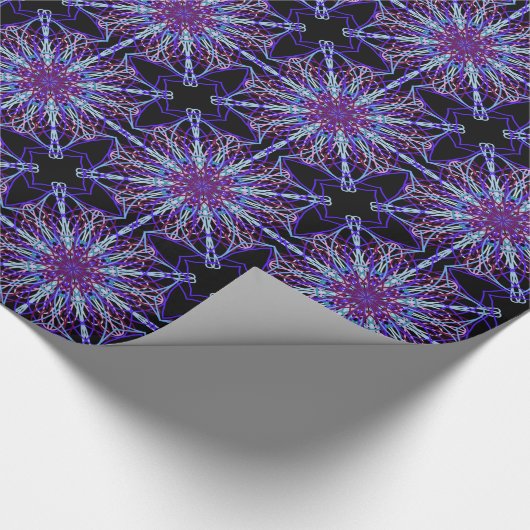 Paars Black Kaleidoscope Mandala Art Cadeaupapier (Hoek)
