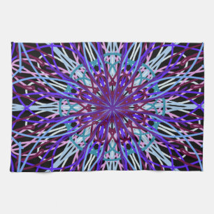 Paars Black Kaleidoscope Mandala Art Theedoek