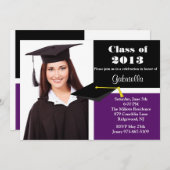 Paars & Black Photo Afstuderen Uitnodiging (Voorkant / Achterkant)