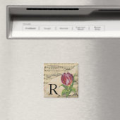 Paars blad Music Monogram Initiaal R Magneet (Insitu (Vaatwasser))