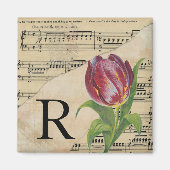 Paars blad Music Monogram Initiaal R Magneet (Voorkant)