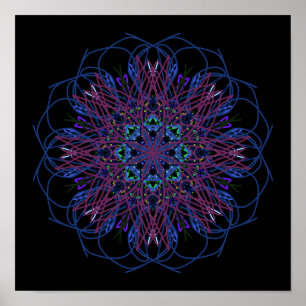 Paars Blauw Abstract Kunstschilderij Kaleidoscoop Poster