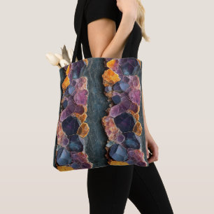 Paars, Blauw en Amber Steenpatroon Draagtas