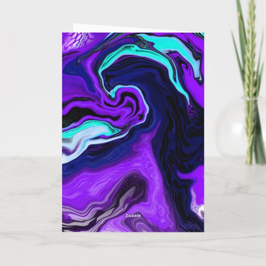 Paars, blauw en Blauwgroen Abstract | Denk aan u Kaart (Achterkant)